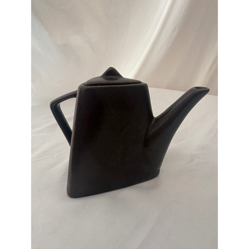 Designpac Matte Brown Ceramic Triangular Teapot Geometric Modern Minimalist
